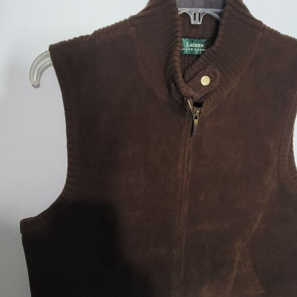Plus Size Ralph Lauren (Lauren) Brown Corduroy Vest - Picture 11 of 11